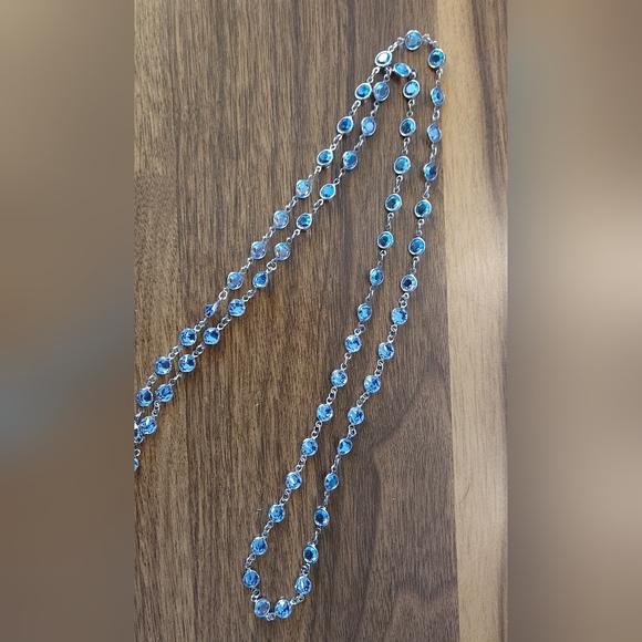 Touchstone Crystal Chanelle Necklace In Blue Aurore Boreale With Converter - Picture 2 of 2